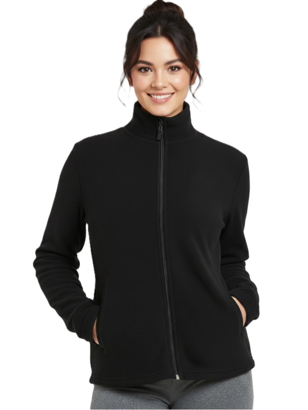 Sofra Polar Fleece Full Zip Jacket | Black | Cozy Lightweight Layer | Small đź–¤ - Picture 1 of 4
